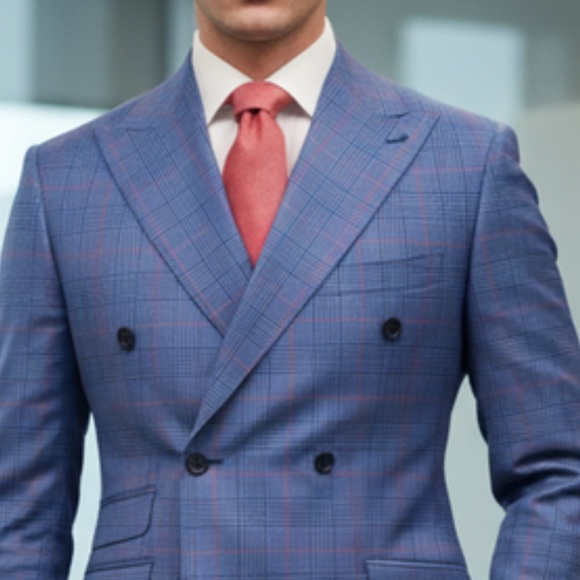 Men's Blue Double-Breasted Suit - Picture 4 of 4